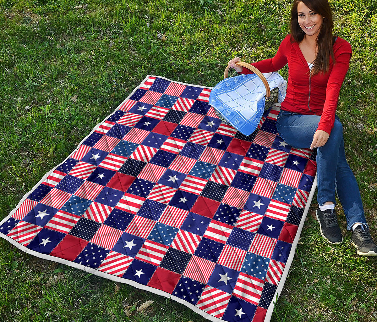 American Patriotic Patchwork Print Quilt