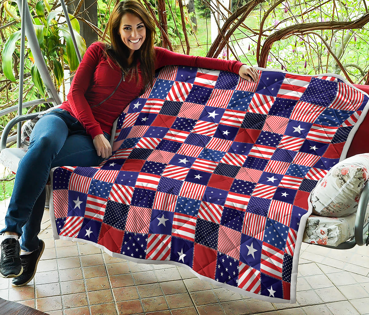 American Patriotic Patchwork Print Quilt