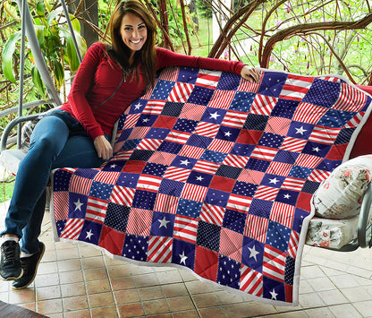 American Patriotic Patchwork Print Quilt