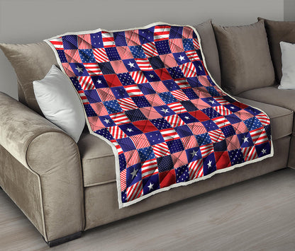 American Patriotic Patchwork Print Quilt