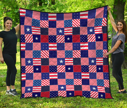 American Patriotic Patchwork Print Quilt