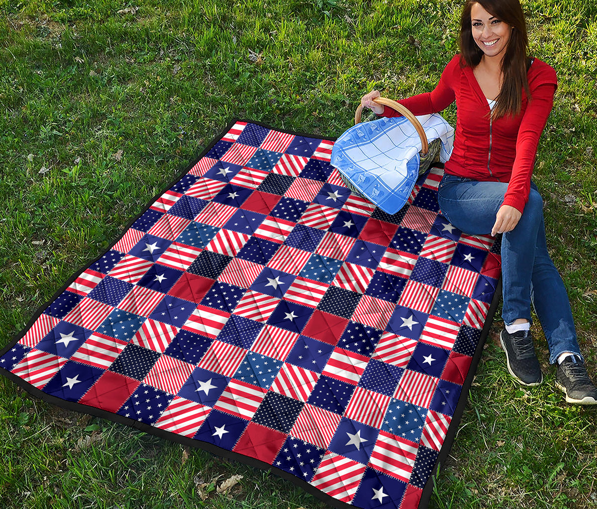 American Patriotic Patchwork Print Quilt