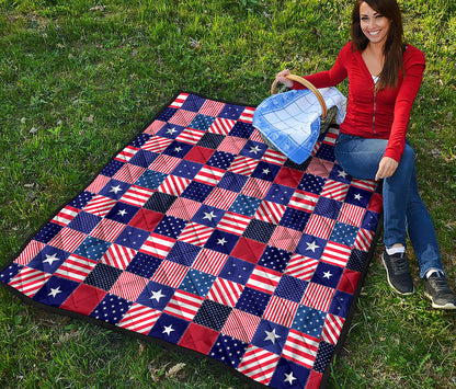 American Patriotic Patchwork Print Quilt