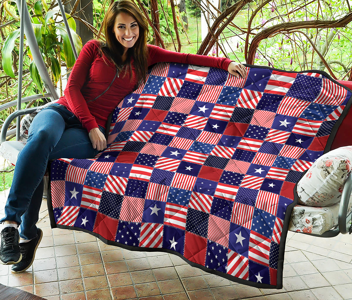 American Patriotic Patchwork Print Quilt