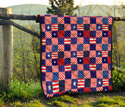 American Patriotic Patchwork Print Quilt