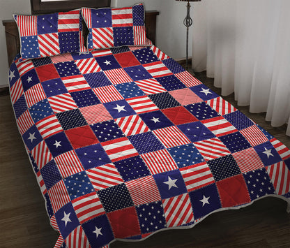 American Patriotic Patchwork Print Quilt Bed Set