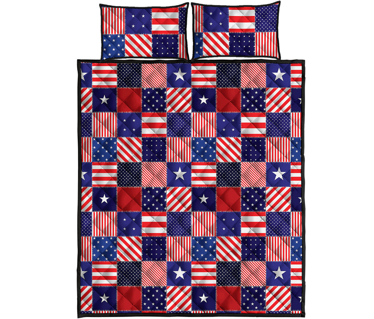 American Patriotic Patchwork Print Quilt Bed Set