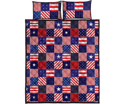 American Patriotic Patchwork Print Quilt Bed Set