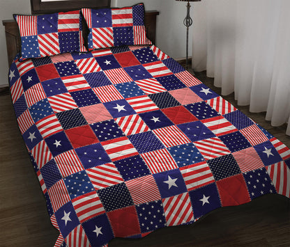 American Patriotic Patchwork Print Quilt Bed Set