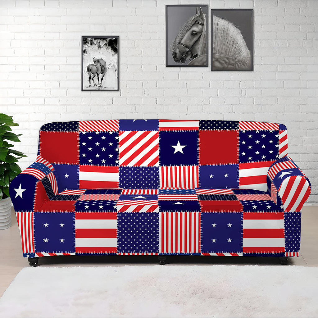 American Patriotic Patchwork Print Sofa Cover
