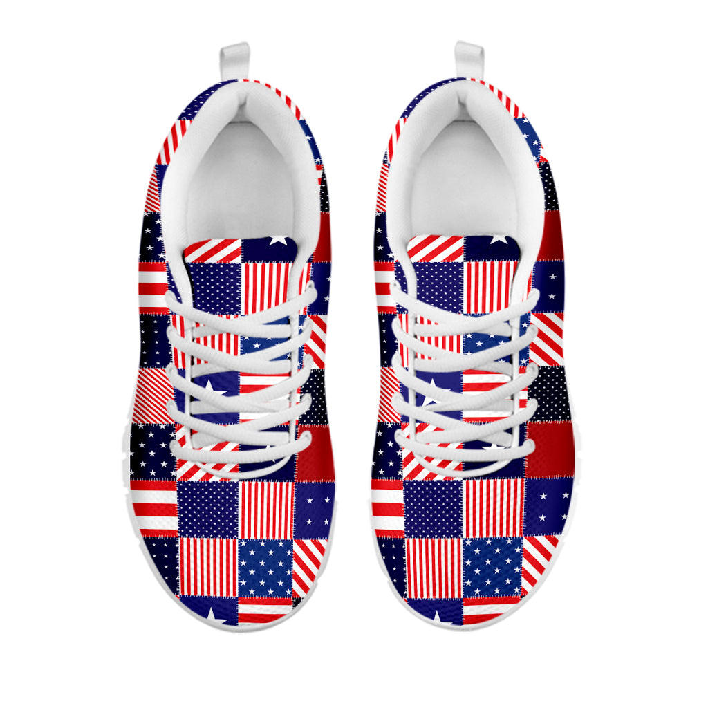 American Patriotic Patchwork Print White Sneakers