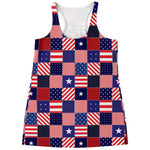 American Patriotic Patchwork Print Women's Racerback Tank Top