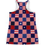 American Patriotic Patchwork Print Women's Racerback Tank Top