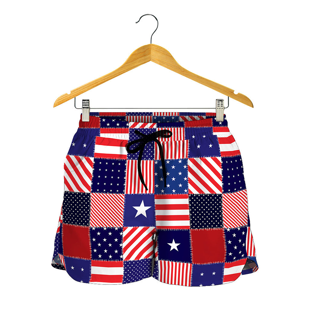 American Patriotic Patchwork Print Women's Shorts