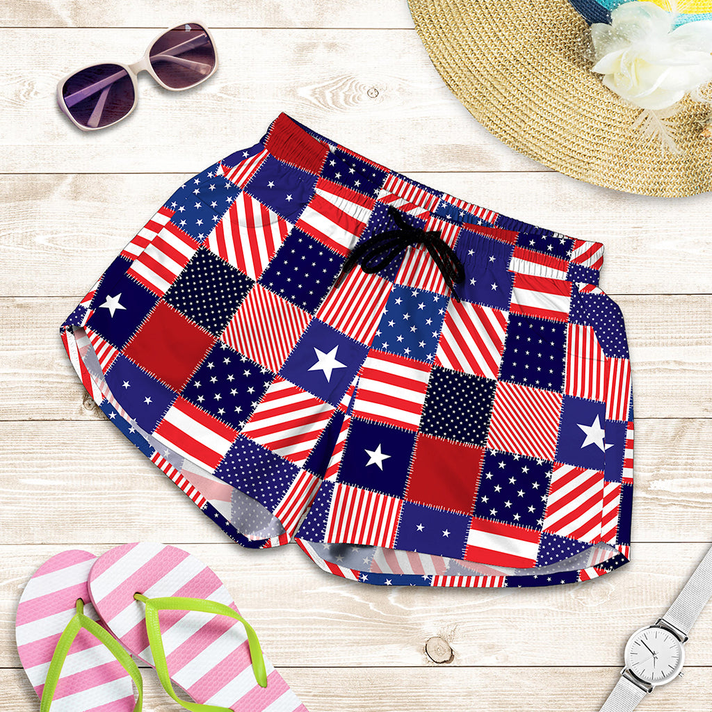 American Patriotic Patchwork Print Women's Shorts