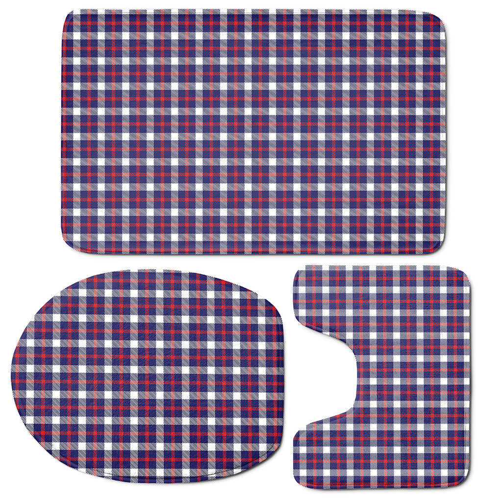 American Patriotic Plaid Print 3 Piece Bath Mat Set