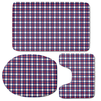 American Patriotic Plaid Print 3 Piece Bath Mat Set