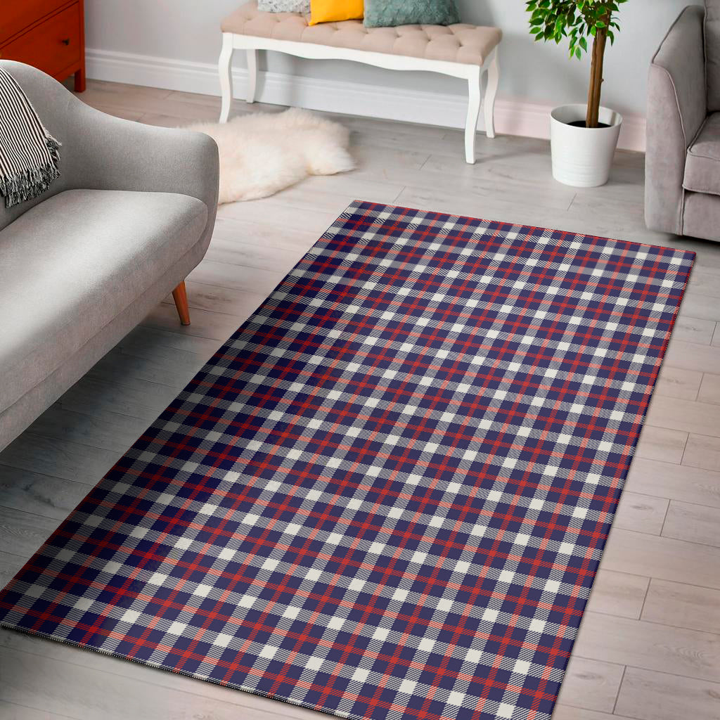American Patriotic Plaid Print Area Rug