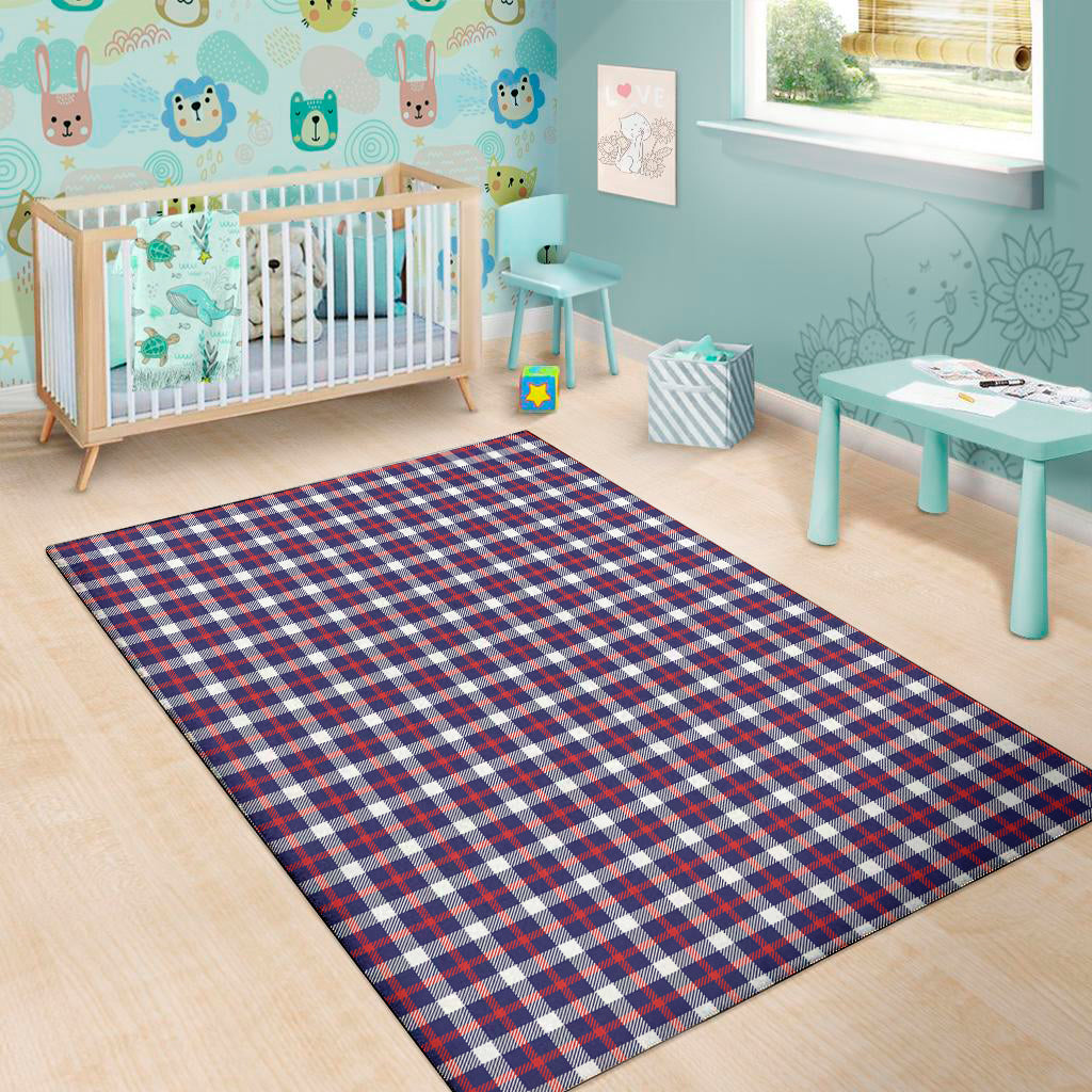 American Patriotic Plaid Print Area Rug