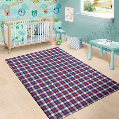 American Patriotic Plaid Print Area Rug