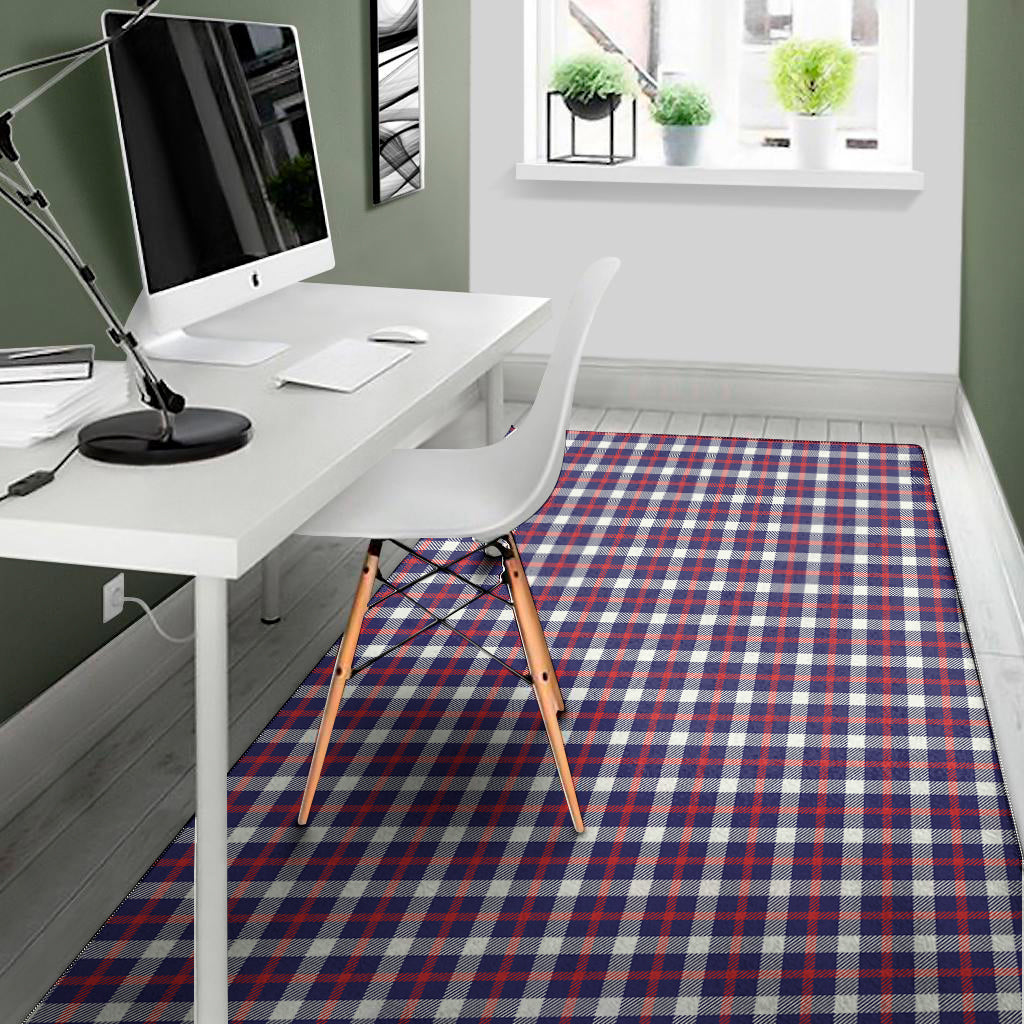 American Patriotic Plaid Print Area Rug