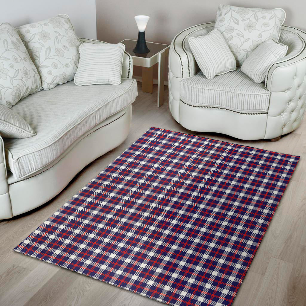 American Patriotic Plaid Print Area Rug