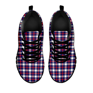 American Patriotic Plaid Print Black Sneakers