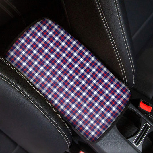 American Patriotic Plaid Print Car Center Console Cover