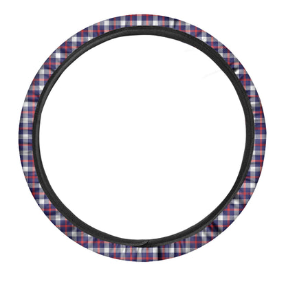 American Patriotic Plaid Print Car Steering Wheel Cover