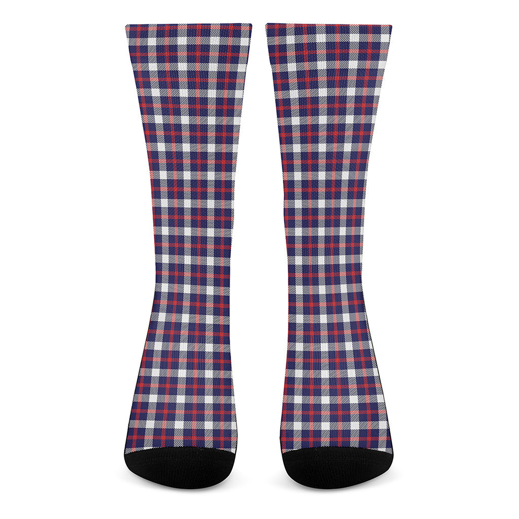 American Patriotic Plaid Print Crew Socks