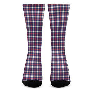 American Patriotic Plaid Print Crew Socks