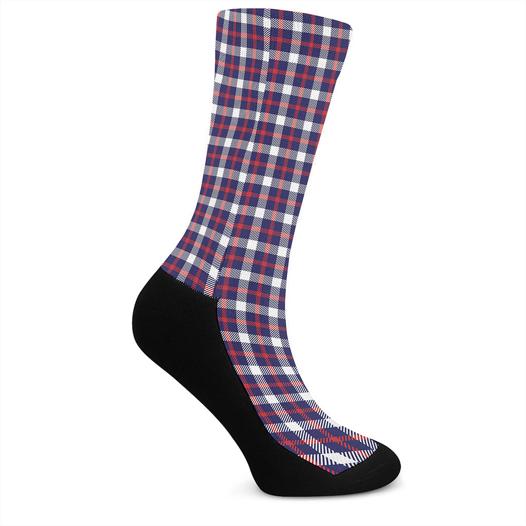 American Patriotic Plaid Print Crew Socks