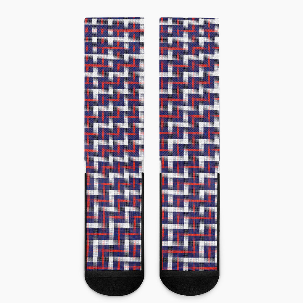 American Patriotic Plaid Print Crew Socks