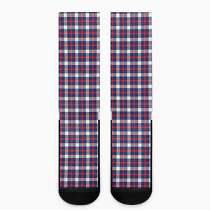 American Patriotic Plaid Print Crew Socks