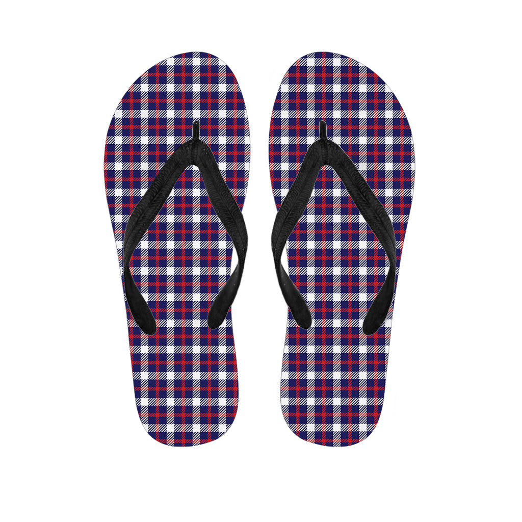 American Patriotic Plaid Print Flip Flops