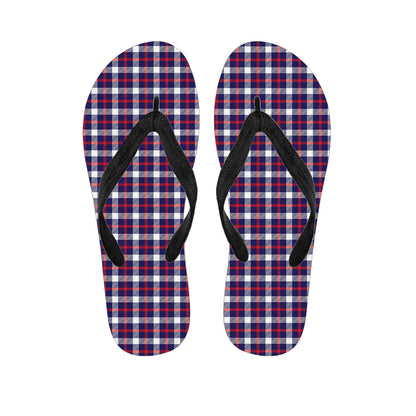 American Patriotic Plaid Print Flip Flops