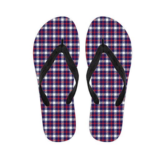 American Patriotic Plaid Print Flip Flops