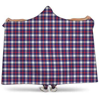 American Patriotic Plaid Print Hooded Blanket