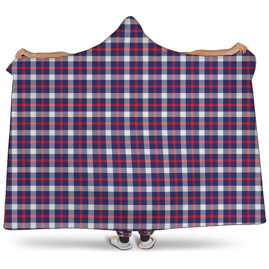 American Patriotic Plaid Print Hooded Blanket