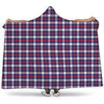 American Patriotic Plaid Print Hooded Blanket