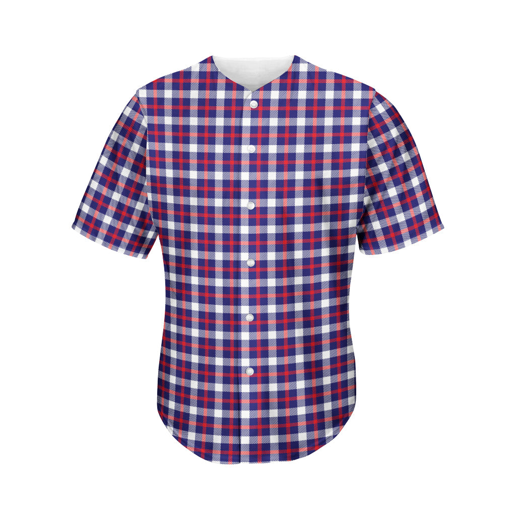 American Patriotic Plaid Print Men's Baseball Jersey