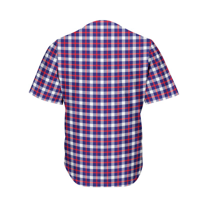 American Patriotic Plaid Print Men's Baseball Jersey