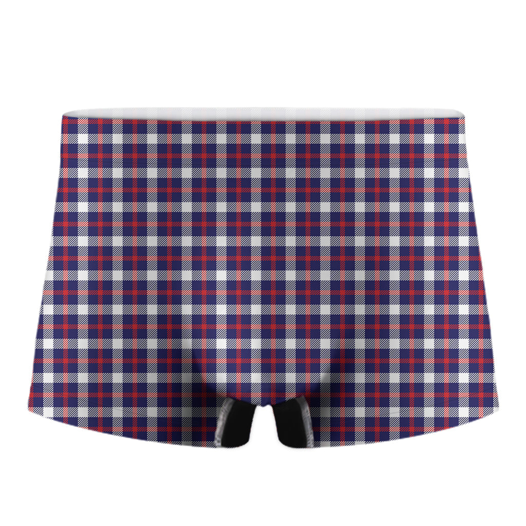 American Patriotic Plaid Print Men's Boxer Briefs