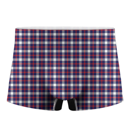 American Patriotic Plaid Print Men's Boxer Briefs