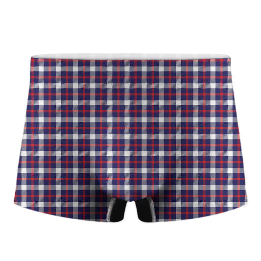 American Patriotic Plaid Print Men's Boxer Briefs