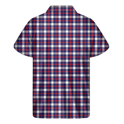 American Patriotic Plaid Print Men's Short Sleeve Shirt