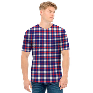 American Patriotic Plaid Print Men's T-Shirt