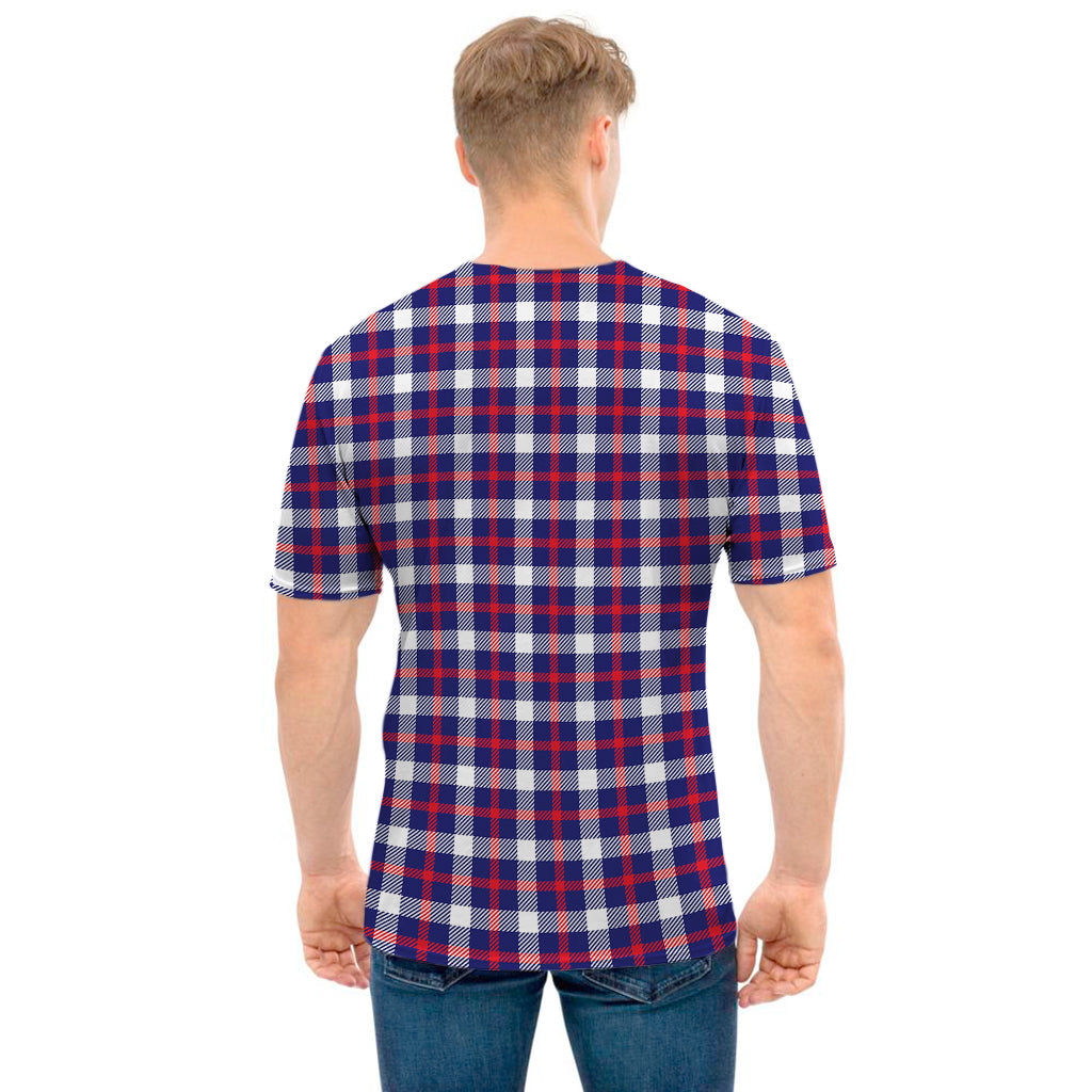 American Patriotic Plaid Print Men's T-Shirt