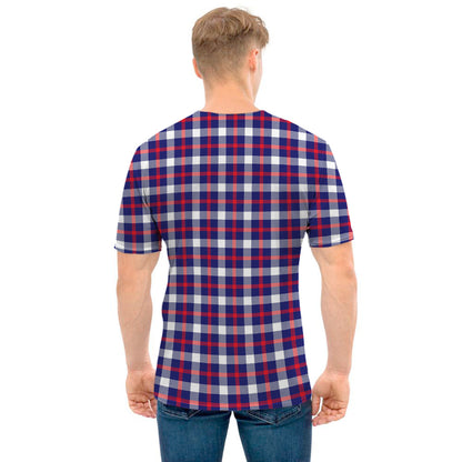 American Patriotic Plaid Print Men's T-Shirt