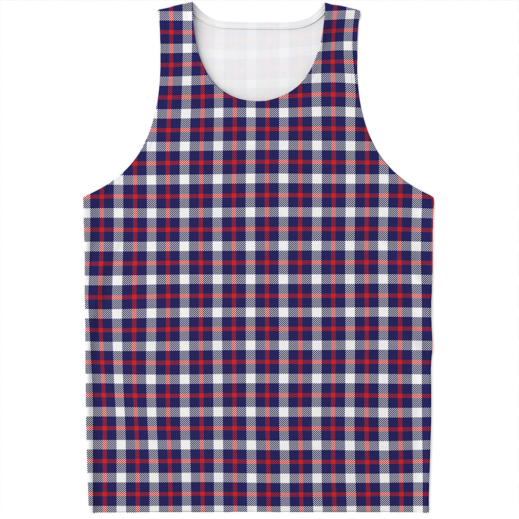American Patriotic Plaid Print Men's Tank Top